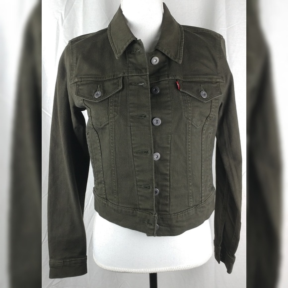 dark green jean jacket